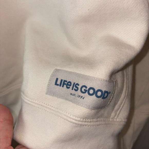 Life is Good Men’s American Flag Logo Hoodie Beige Size Large - Picture 3 of 7
